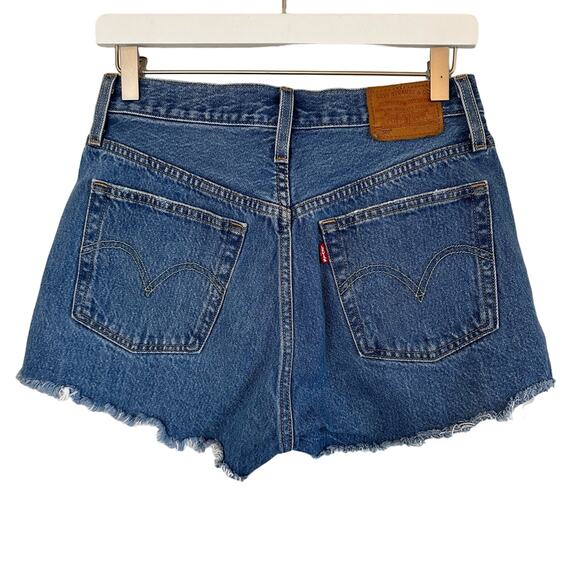 Levi’s 501 Premium Button Fly Distressed Shorts Size 27 - Picture 2 of 12